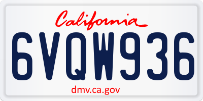 CA license plate 6VQW936