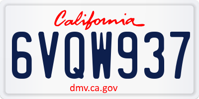 CA license plate 6VQW937