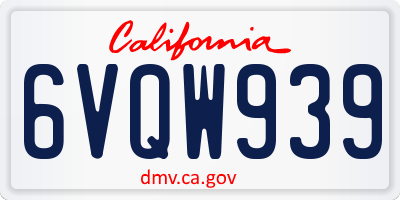 CA license plate 6VQW939