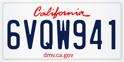 CA license plate 6VQW941