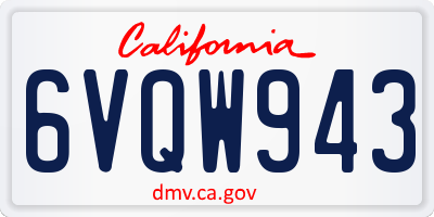 CA license plate 6VQW943