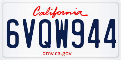 CA license plate 6VQW944