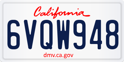 CA license plate 6VQW948