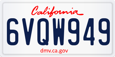 CA license plate 6VQW949
