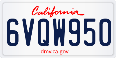 CA license plate 6VQW950