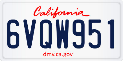 CA license plate 6VQW951