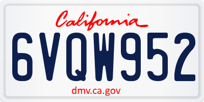 CA license plate 6VQW952