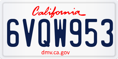 CA license plate 6VQW953