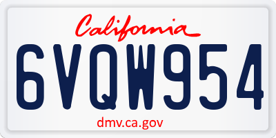 CA license plate 6VQW954