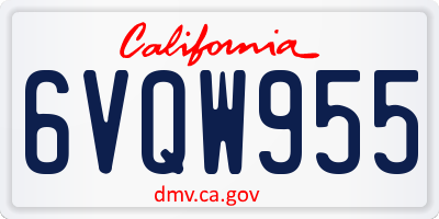 CA license plate 6VQW955
