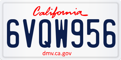 CA license plate 6VQW956