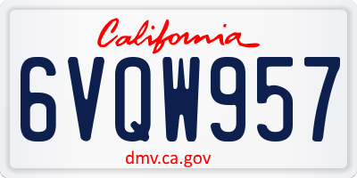 CA license plate 6VQW957