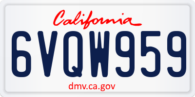 CA license plate 6VQW959