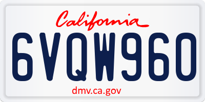 CA license plate 6VQW960