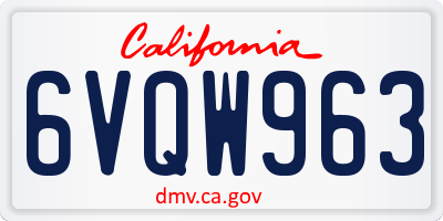 CA license plate 6VQW963