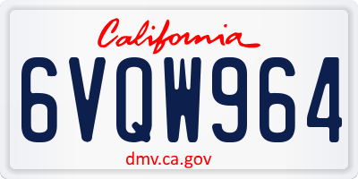 CA license plate 6VQW964