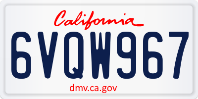 CA license plate 6VQW967