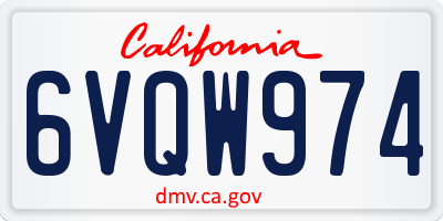 CA license plate 6VQW974
