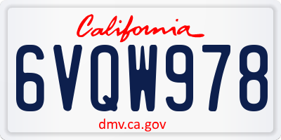 CA license plate 6VQW978