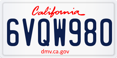 CA license plate 6VQW980