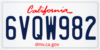 CA license plate 6VQW982