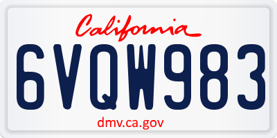 CA license plate 6VQW983