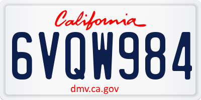 CA license plate 6VQW984