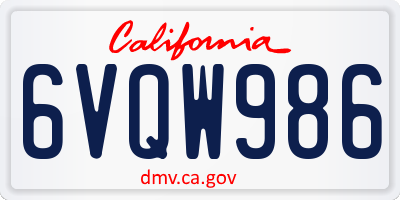 CA license plate 6VQW986