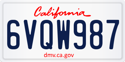 CA license plate 6VQW987
