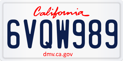 CA license plate 6VQW989