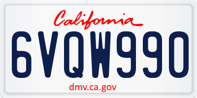 CA license plate 6VQW990