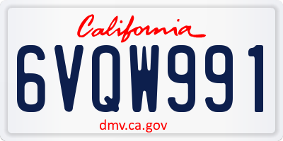 CA license plate 6VQW991