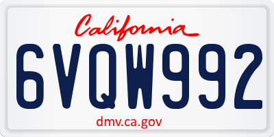 CA license plate 6VQW992
