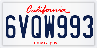 CA license plate 6VQW993