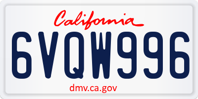 CA license plate 6VQW996