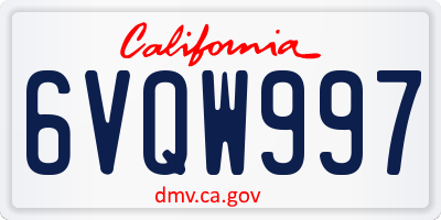 CA license plate 6VQW997