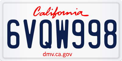 CA license plate 6VQW998