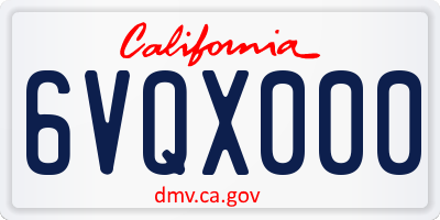 CA license plate 6VQX000