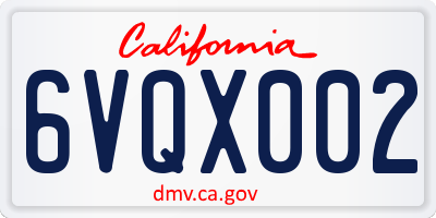 CA license plate 6VQX002