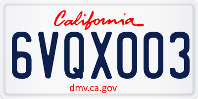 CA license plate 6VQX003