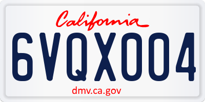 CA license plate 6VQX004