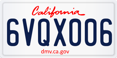 CA license plate 6VQX006