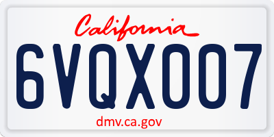 CA license plate 6VQX007