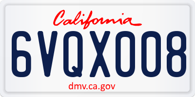 CA license plate 6VQX008