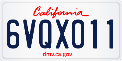 CA license plate 6VQX011