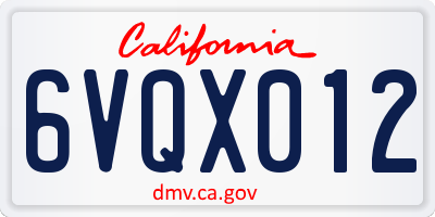 CA license plate 6VQX012