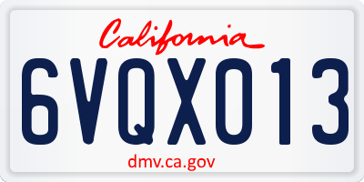 CA license plate 6VQX013