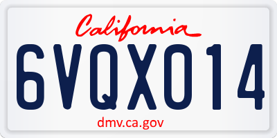 CA license plate 6VQX014