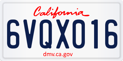 CA license plate 6VQX016