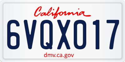 CA license plate 6VQX017